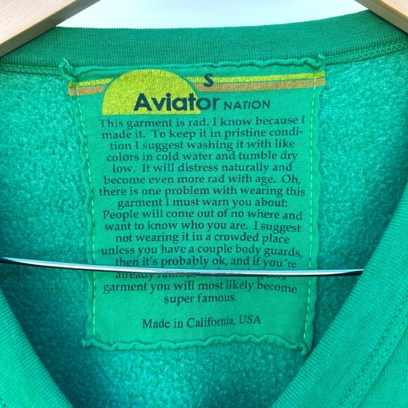 Aviator Nation Never Stop Chasing Rainbows Crewneck Sweatshirt Green Small - Picture 6 of 8